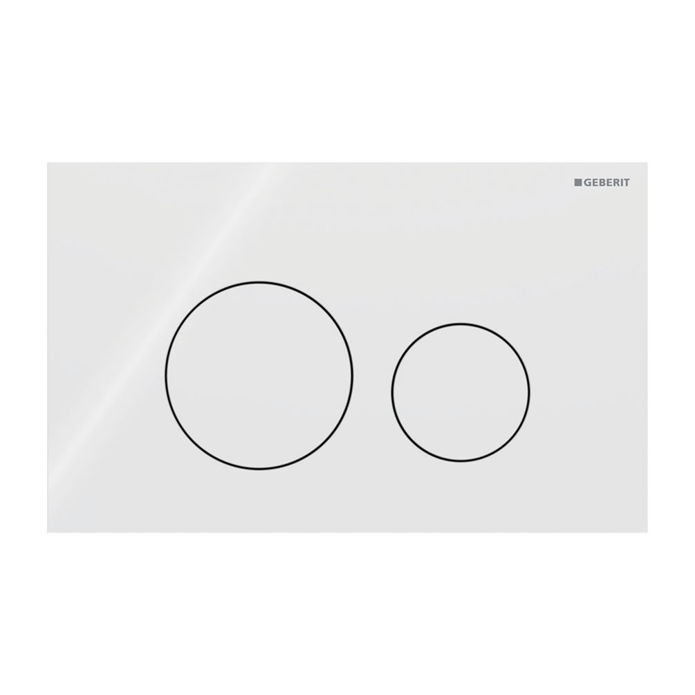 Cutout image of Geberit Sigma40 Round White Glass Dual Flush Plate